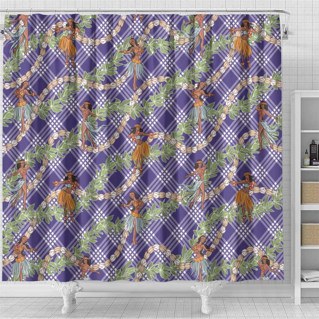 Lavender Palaka Hula Girls Seamless Hawaii Aloha Shower Curtain - Polynesian Pride
