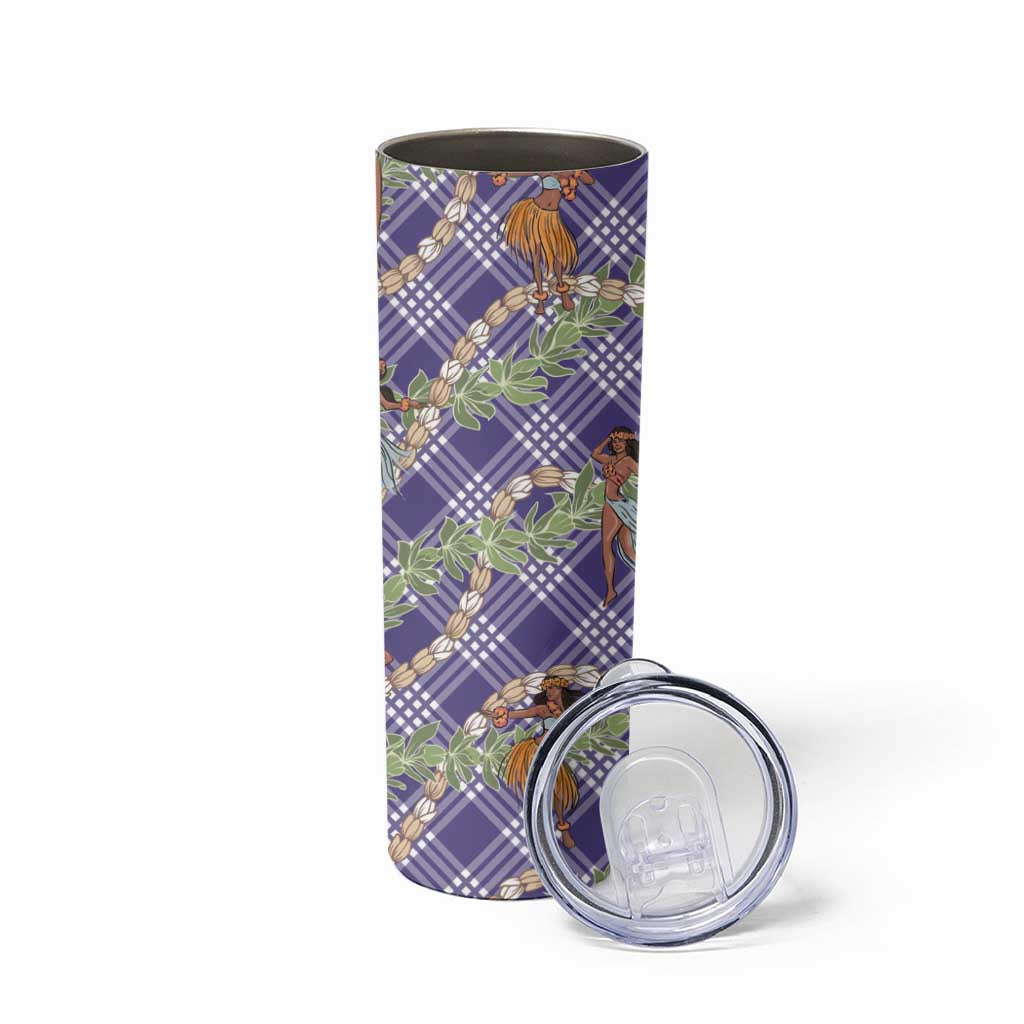 Lavender Palaka Hula Girls Seamless Hawaii Aloha Skinny Tumbler - Polynesian Pride