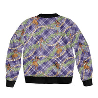 Lavender Palaka Hula Girls Seamless Hawaii Aloha Sleeve Zip Bomber Jacket - Polynesian Pride