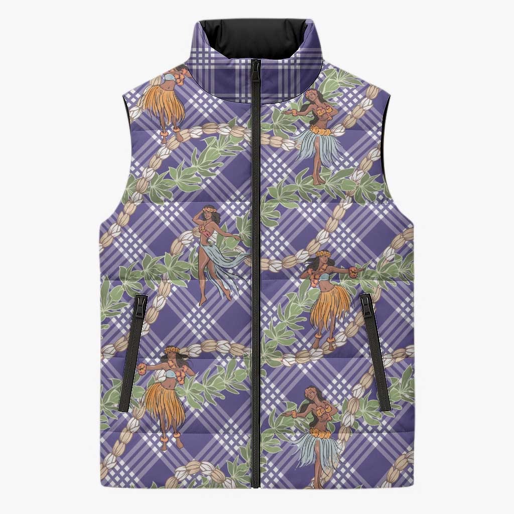 Lavender Palaka Hula Girls Seamless Hawaii Aloha Sleeveless Puffer Jacket LT7 Unisex Lavender - Polynesian Pride