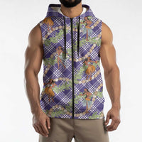 Lavender Palaka Hula Girls Seamless Hawaii Aloha Sleeveless Zip Hoodie - Polynesian Pride