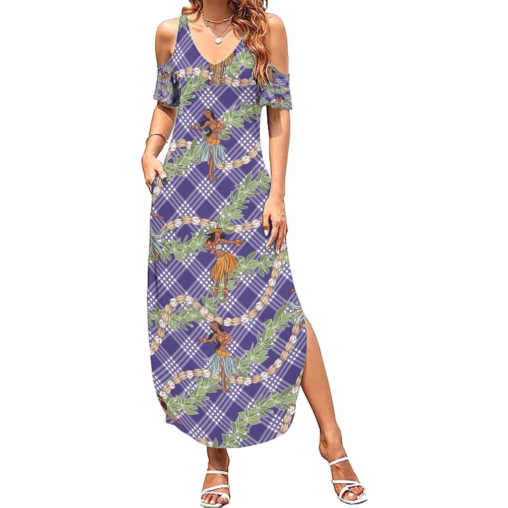 Lavender Palaka Hula Girls Seamless Hawaii Aloha Summer Maxi Dress - Polynesian Pride
