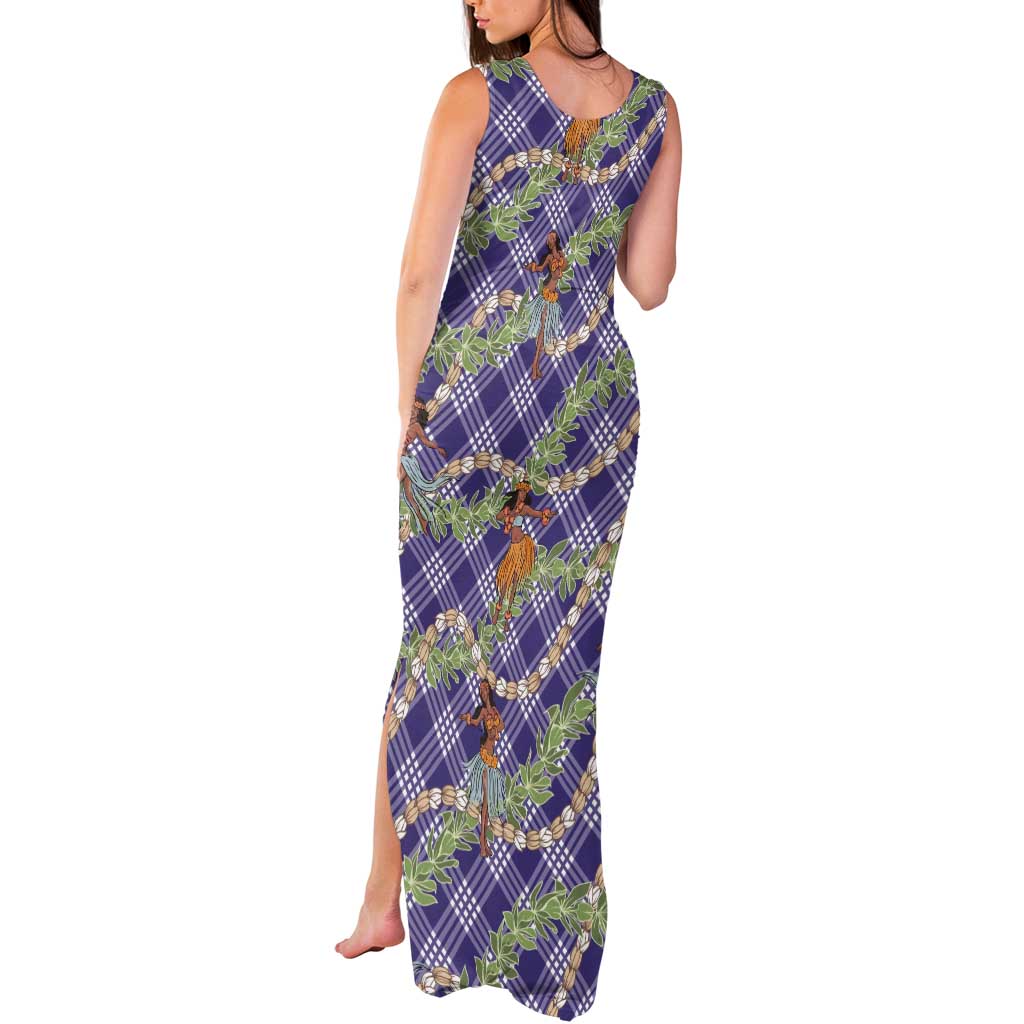 Lavender Palaka Hula Girls Seamless Hawaii Aloha Tank Maxi Dress - Polynesian Pride