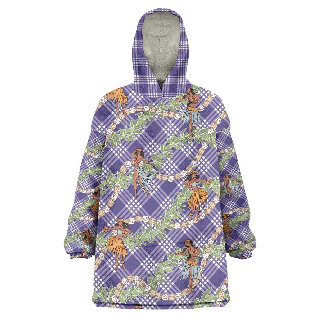 Lavender Palaka Hula Girls Seamless Hawaii Aloha Wearable Blanket Hoodie LT7 One Size Lavender - Polynesian Pride