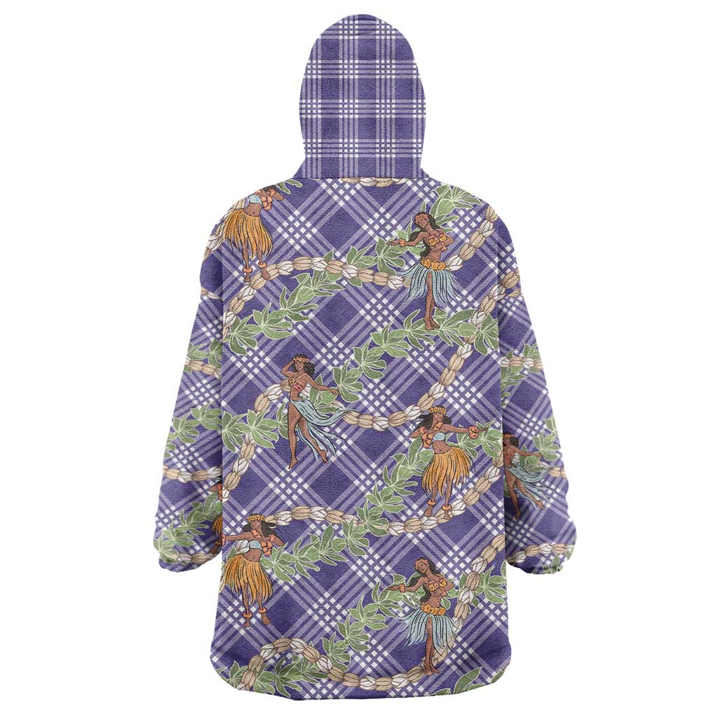 Lavender Palaka Hula Girls Seamless Hawaii Aloha Wearable Blanket Hoodie LT7 - Polynesian Pride