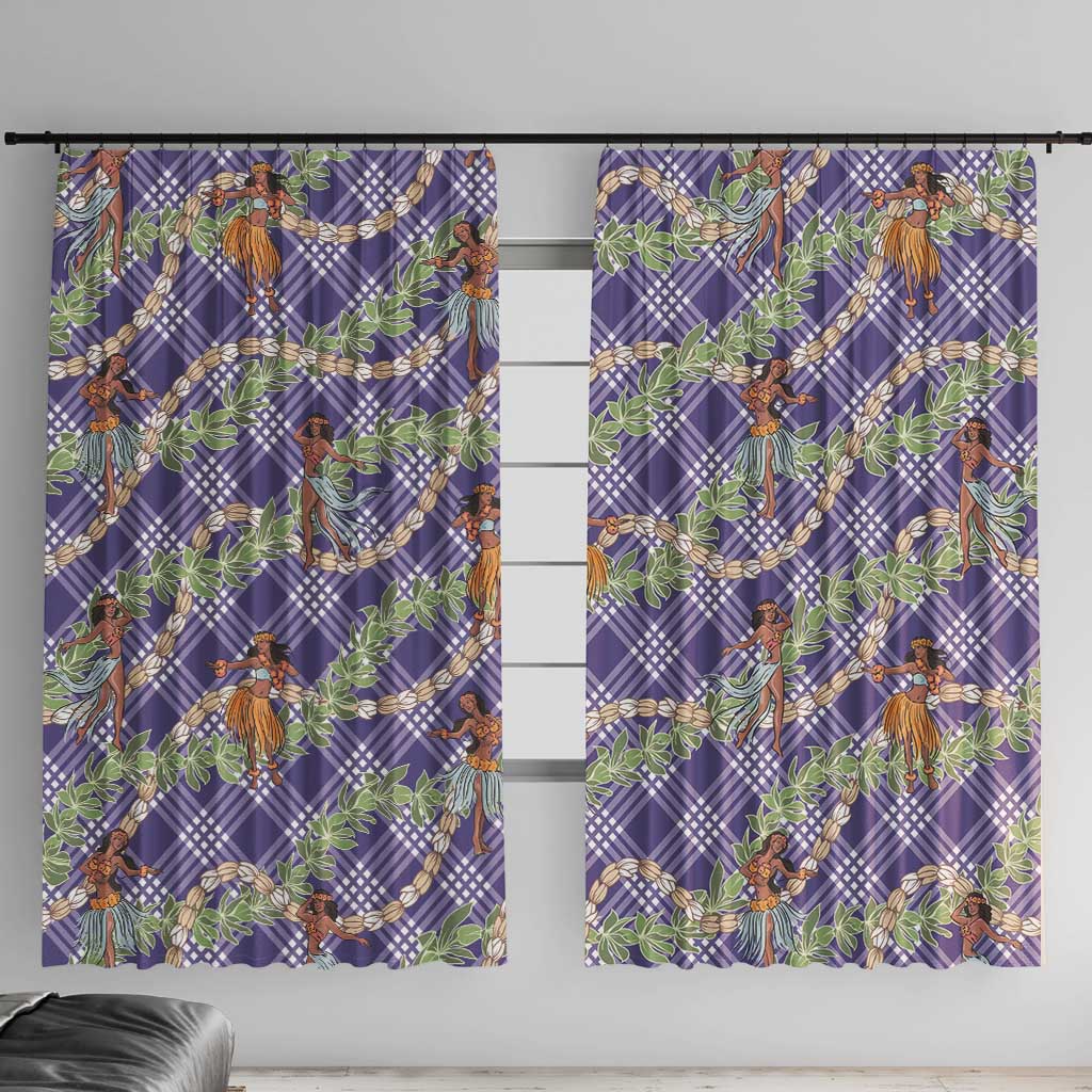 Lavender Palaka Hula Girls Seamless Hawaii Aloha Window Curtain - Polynesian Pride