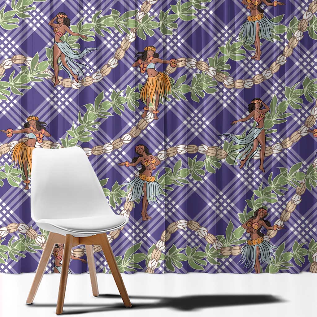 Lavender Palaka Hula Girls Seamless Hawaii Aloha Window Curtain - Polynesian Pride