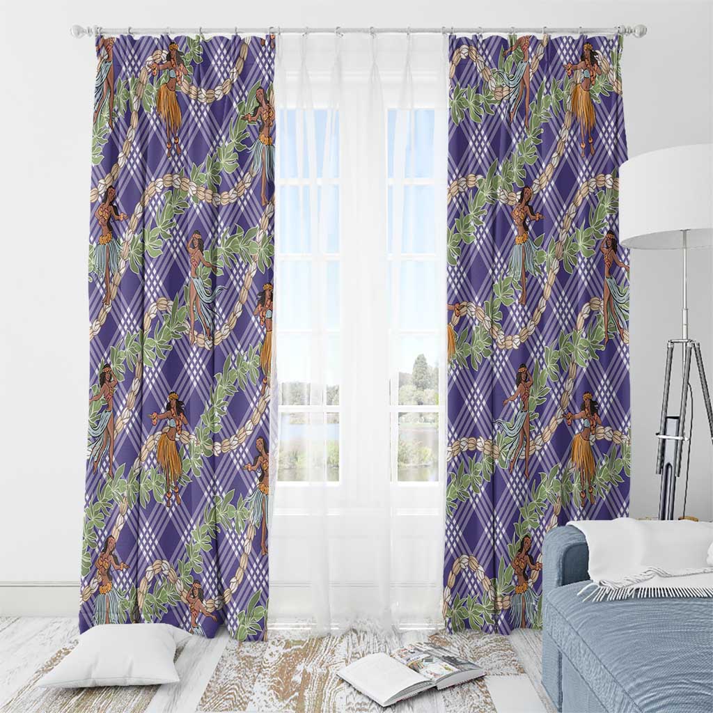 Lavender Palaka Hula Girls Seamless Hawaii Aloha Window Curtain - Polynesian Pride