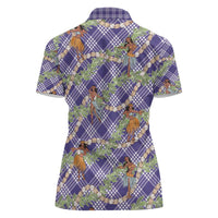 Lavender Palaka Hula Girls Seamless Hawaii Aloha Women Polo Shirt - Polynesian Pride