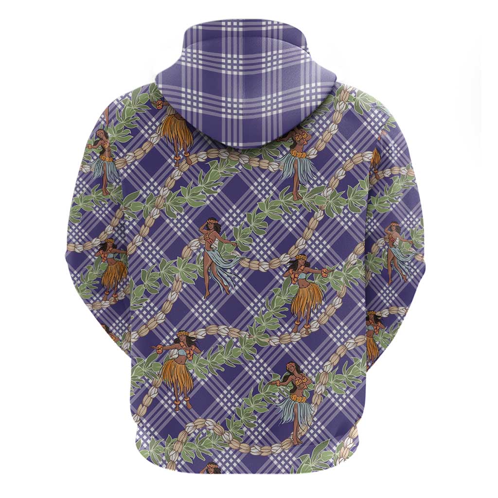 Lavender Palaka Hula Girls Seamless Hawaii Aloha Zip Hoodie - Polynesian Pride