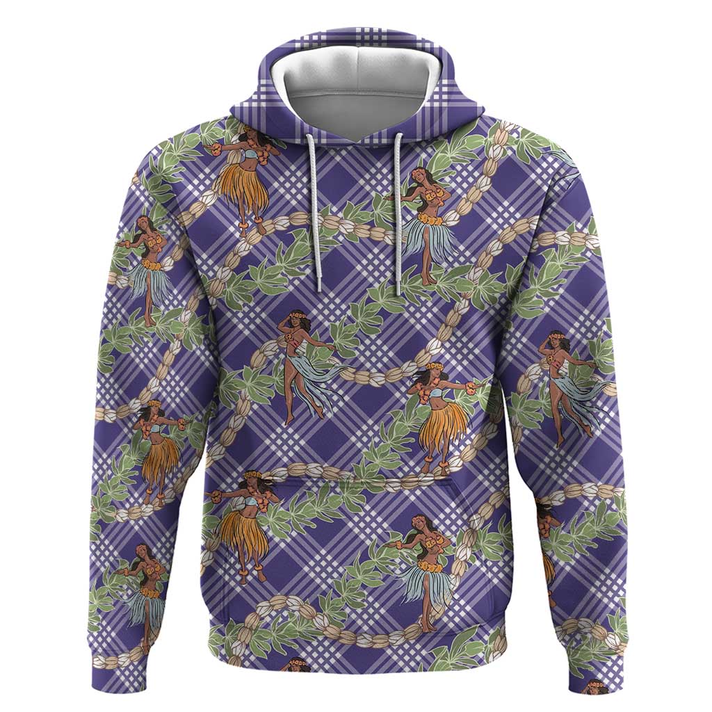 Lavender Palaka Hula Girls Seamless Hawaii Aloha Zip Hoodie - Polynesian Pride