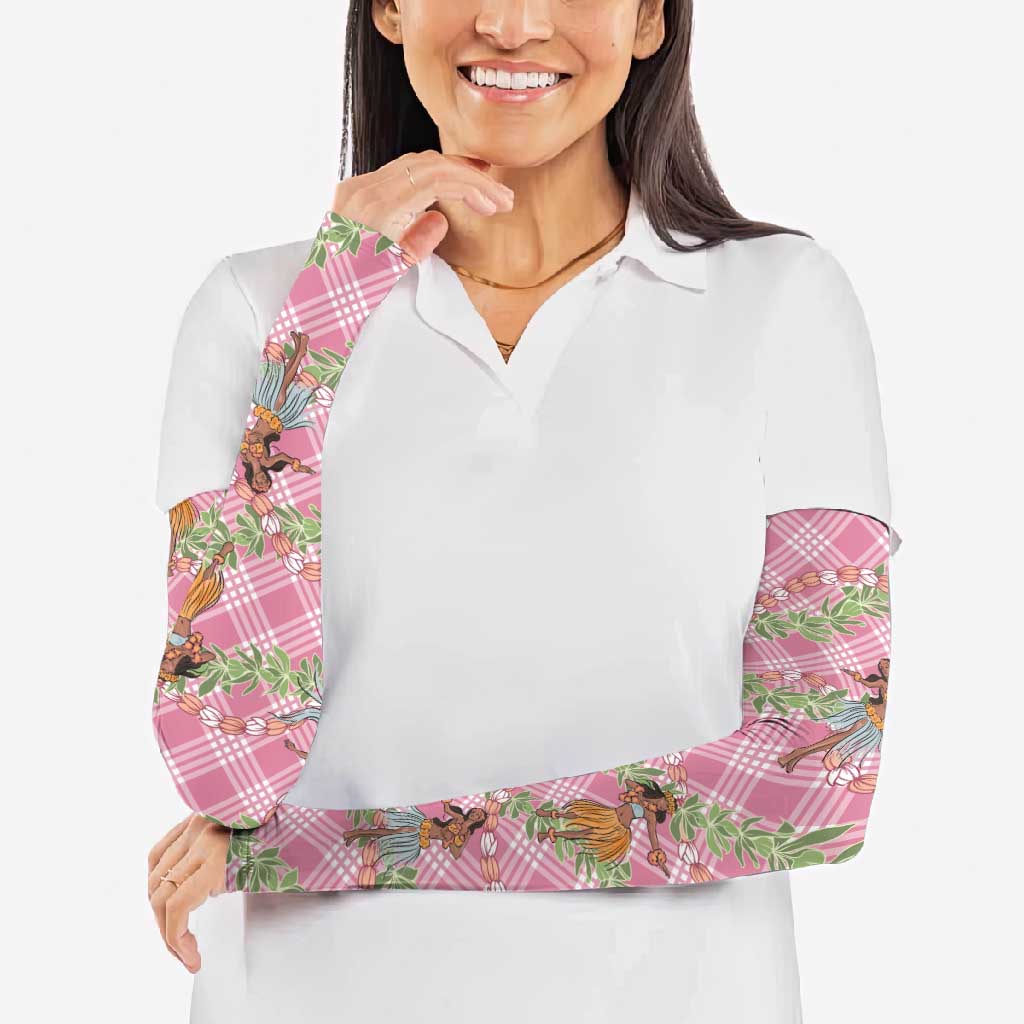 Lokelani Pink Palaka Hula Girls Seamless Hawaii Aloha Arm Sleeves - Polynesian Pride