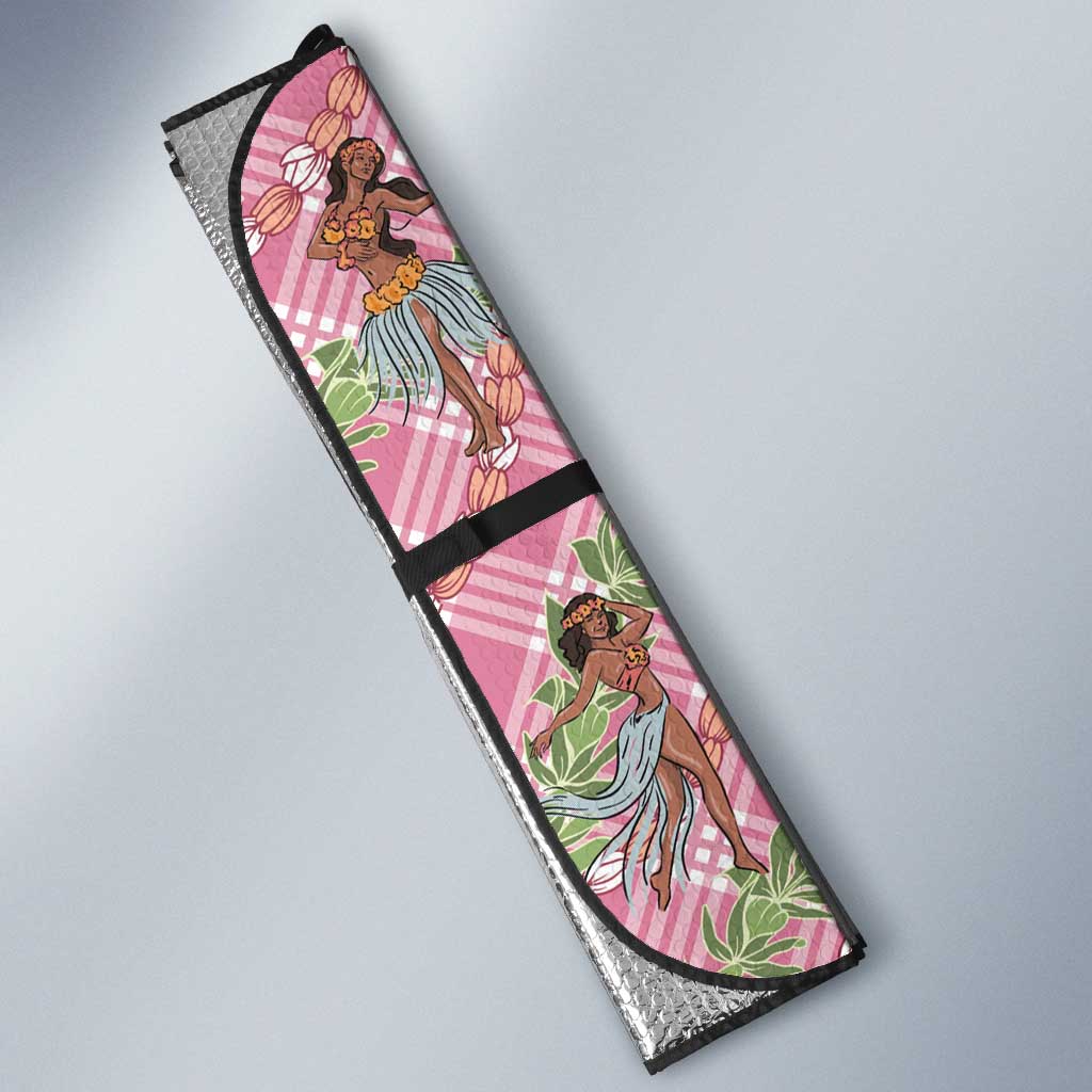 Lokelani Pink Palaka Hula Girls Seamless Hawaii Aloha Auto Sun Shade - Polynesian Pride