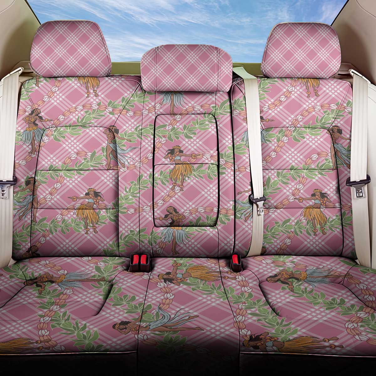 Lokelani Pink Palaka Hula Girls Seamless Hawaii Aloha Back Car Seat Cover LT7 One Size Pink - Polynesian Pride