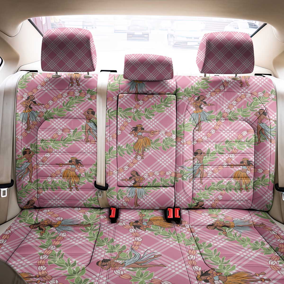 Lokelani Pink Palaka Hula Girls Seamless Hawaii Aloha Back Car Seat Cover LT7 - Polynesian Pride