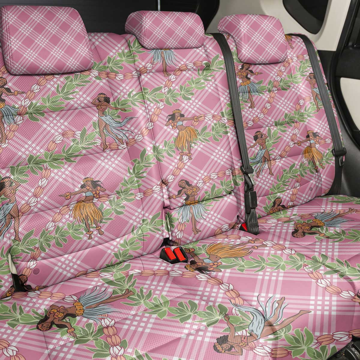 Lokelani Pink Palaka Hula Girls Seamless Hawaii Aloha Back Car Seat Cover LT7 - Polynesian Pride