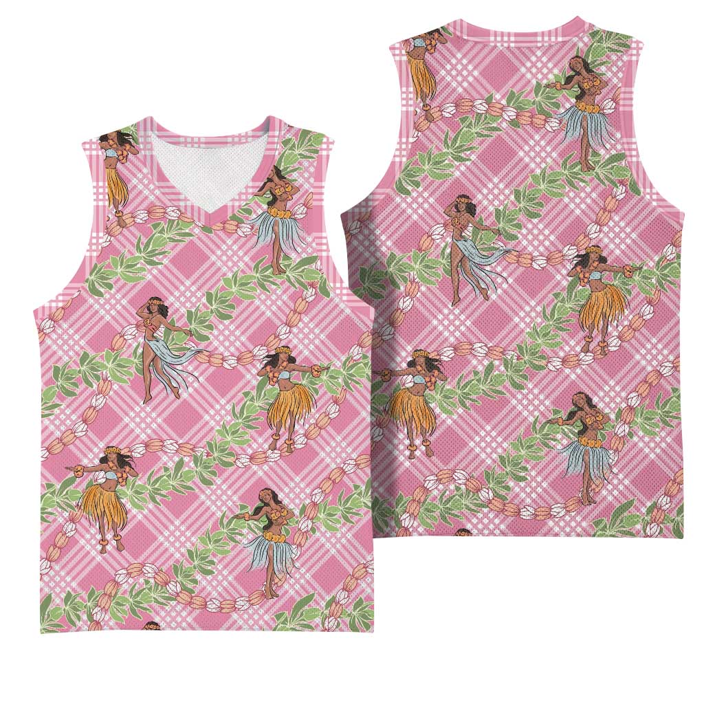 Lokelani Pink Palaka Hula Girls Seamless Hawaii Aloha Basketball Jersey - Polynesian Pride