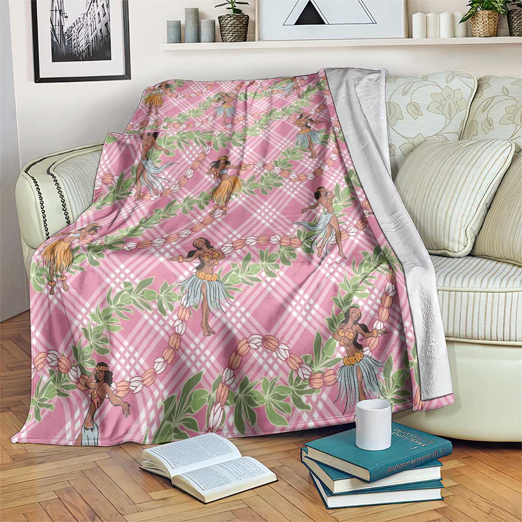 Lokelani Pink Palaka Hula Girls Seamless Hawaii Aloha Blanket - Polynesian Pride