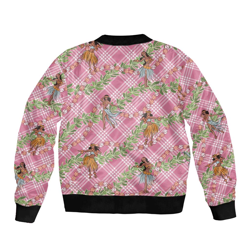 Lokelani Pink Palaka Hula Girls Seamless Hawaii Aloha Bomber Jacket - Polynesian Pride