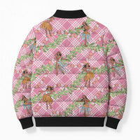 Lokelani Pink Palaka Hula Girls Seamless Hawaii Aloha Bomber Puffer Jacket - Polynesian Pride