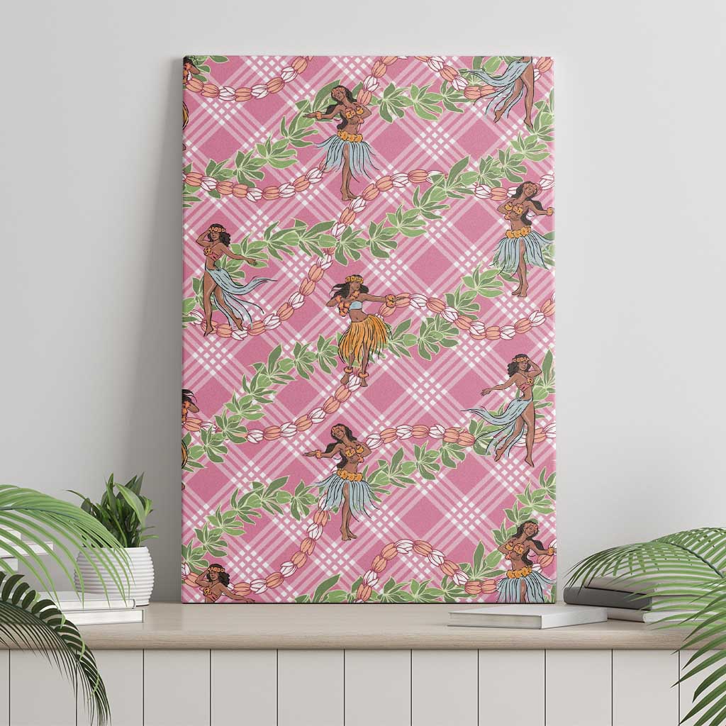 Lokelani Pink Palaka Hula Girls Seamless Hawaii Aloha Canvas Wall Art - Polynesian Pride