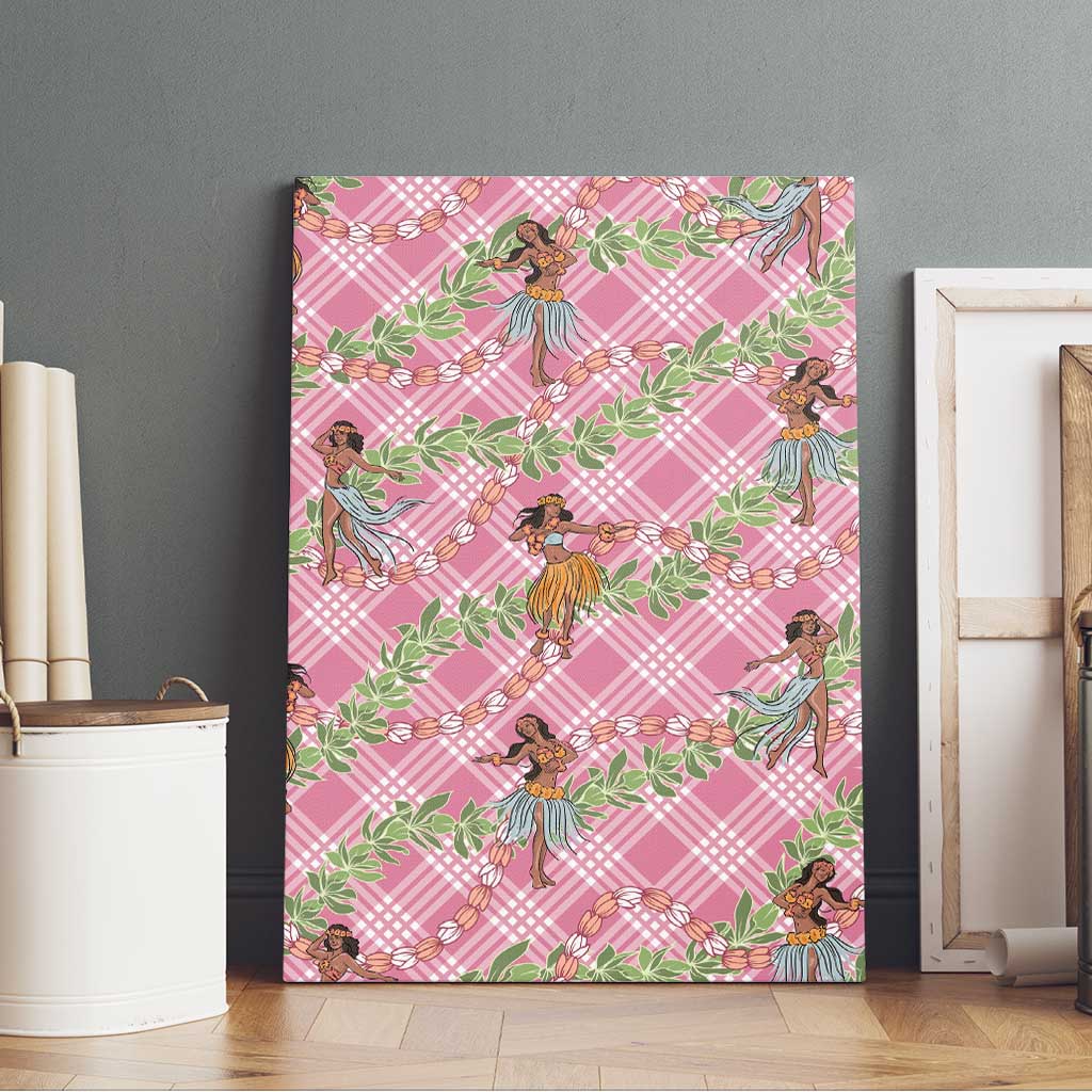 Lokelani Pink Palaka Hula Girls Seamless Hawaii Aloha Canvas Wall Art - Polynesian Pride