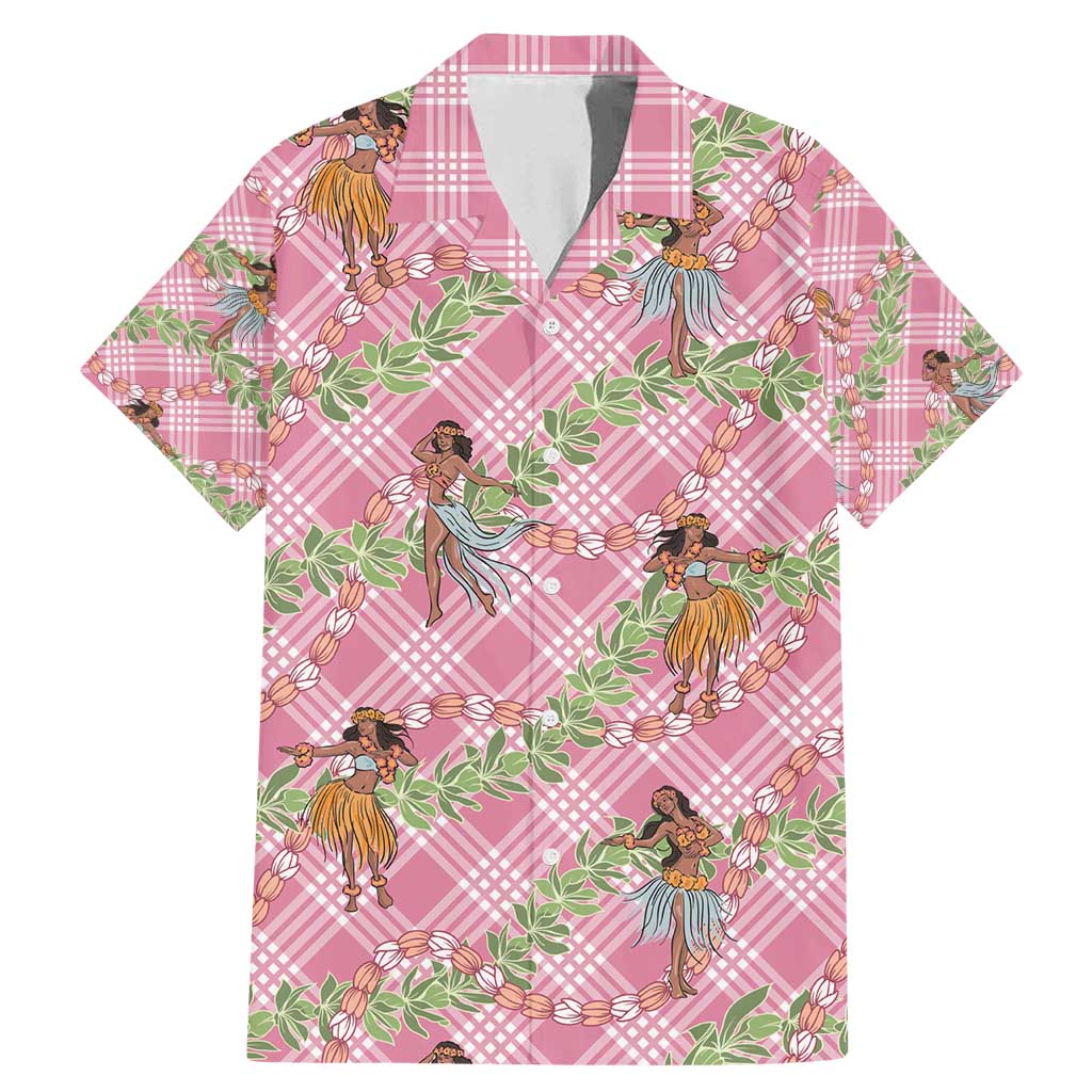 Lokelani Pink Palaka Hula Girls Seamless Hawaii Aloha Family Matching Mermaid Dress and Hawaiian Shirt - Polynesian Pride