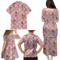 Lokelani Pink Palaka Hula Girls Seamless Hawaii Aloha Family Matching Puletasi and Hawaiian Shirt - Polynesian Pride