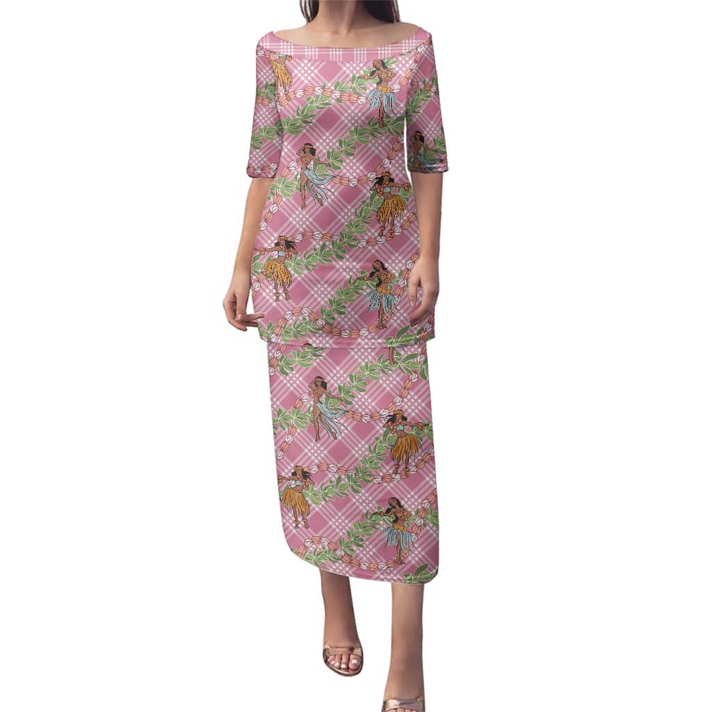 Lokelani Pink Palaka Hula Girls Seamless Hawaii Aloha Family Matching Puletasi and Hawaiian Shirt - Polynesian Pride