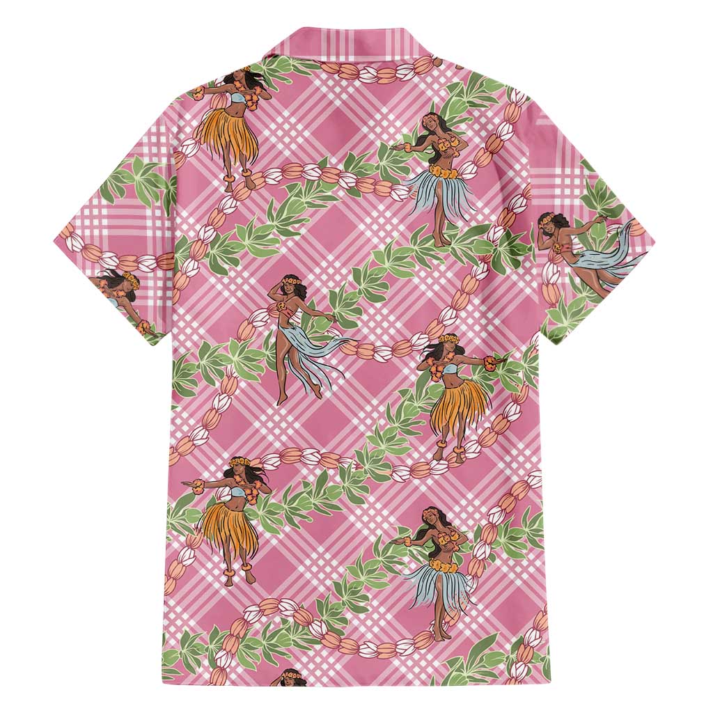 Lokelani Pink Palaka Hula Girls Seamless Hawaii Aloha Family Matching Short Sleeve Bodycon Dress and Hawaiian Shirt LT7 - Polynesian Pride