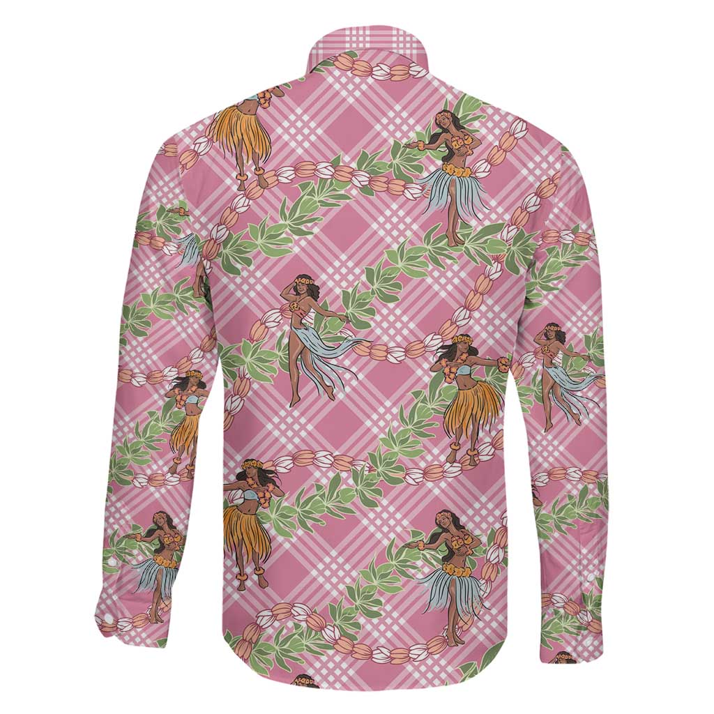 Lokelani Pink Palaka Hula Girls Seamless Hawaii Aloha Family Matching Short Sleeve Bodycon Dress and Hawaiian Shirt LT7 - Polynesian Pride