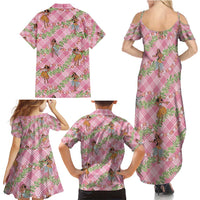 Lokelani Pink Palaka Hula Girls Seamless Hawaii Aloha Family Matching Summer Maxi Dress and Hawaiian Shirt - Polynesian Pride