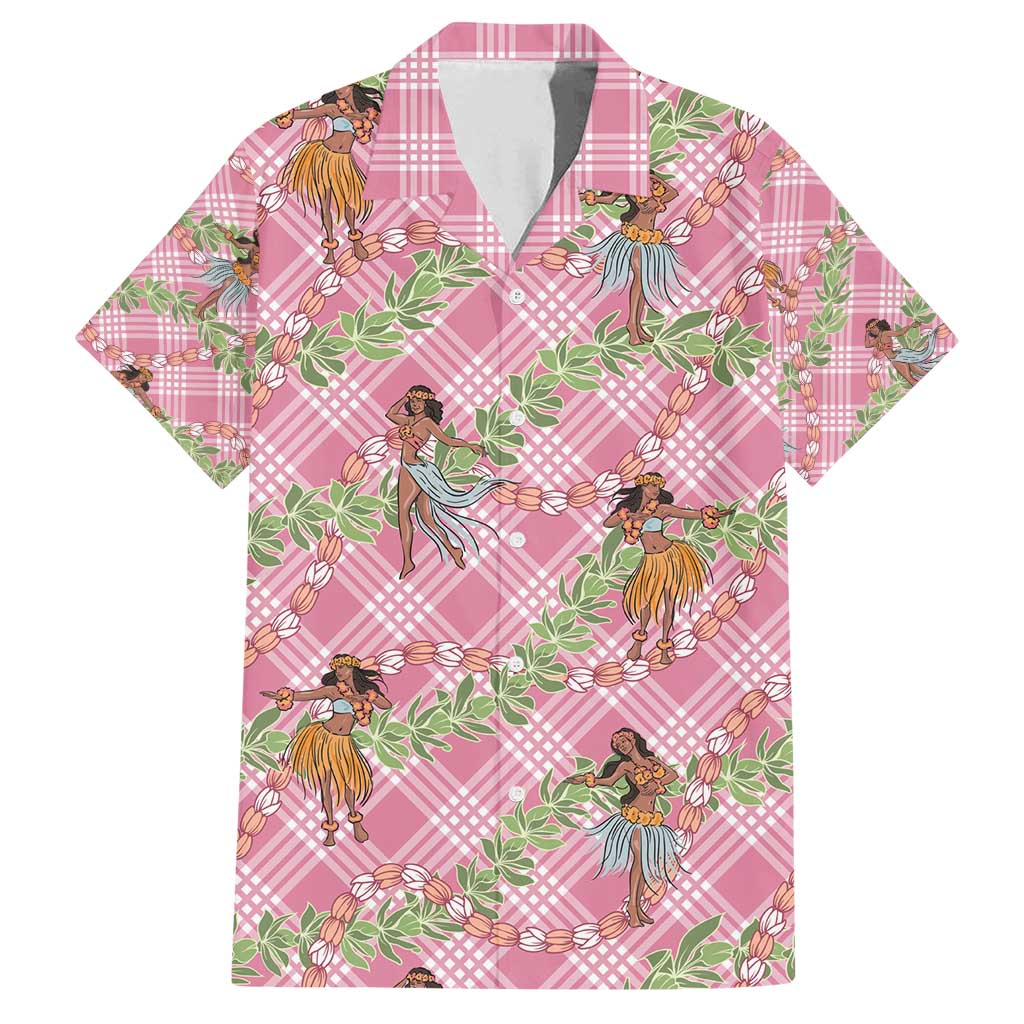 Lokelani Pink Palaka Hula Girls Seamless Hawaii Aloha Family Matching Summer Maxi Dress and Hawaiian Shirt - Polynesian Pride