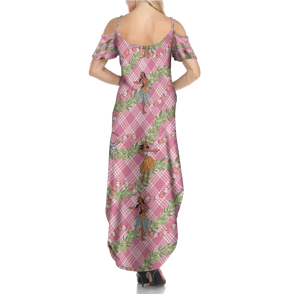 Lokelani Pink Palaka Hula Girls Seamless Hawaii Aloha Family Matching Summer Maxi Dress and Hawaiian Shirt - Polynesian Pride