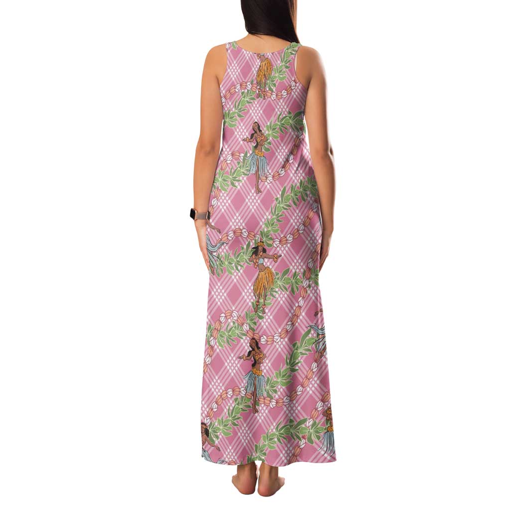 Lokelani Pink Palaka Hula Girls Seamless Hawaii Aloha Family Matching Tank Maxi Dress and Hawaiian Shirt - Polynesian Pride