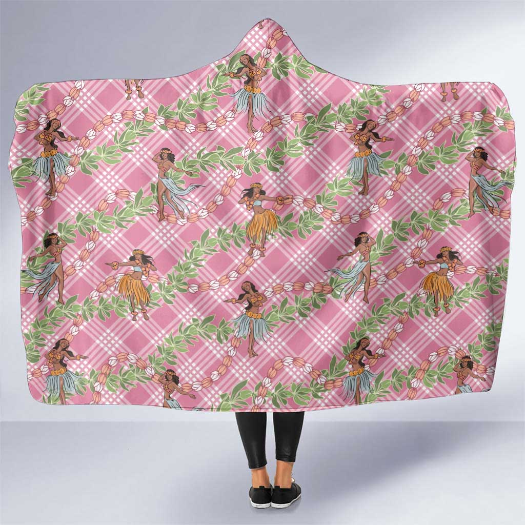Lokelani Pink Palaka Hula Girls Seamless Hawaii Aloha Hooded Blanket - Polynesian Pride