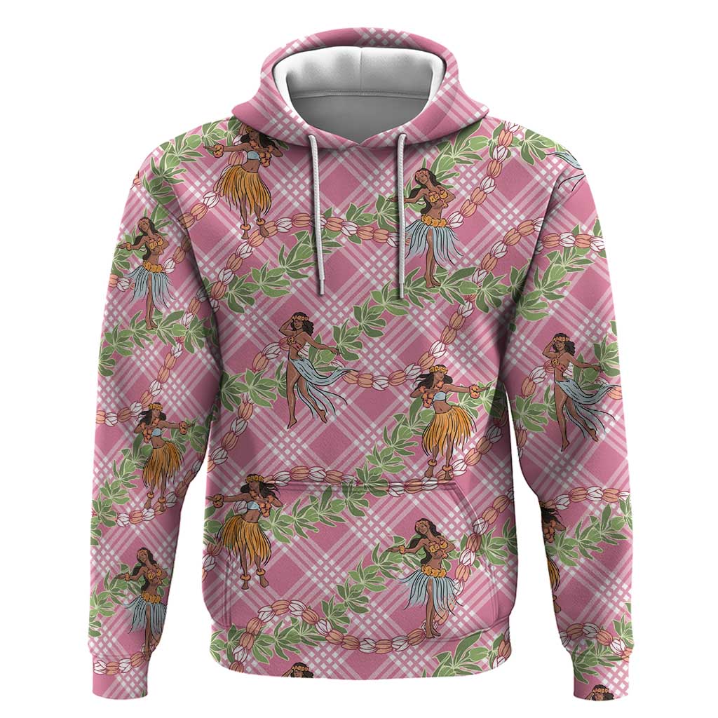 Lokelani Pink Palaka Hula Girls Seamless Hawaii Aloha Hoodie LT7 Pullover Hoodie Pink - Polynesian Pride