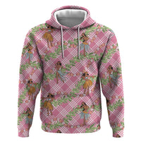 Lokelani Pink Palaka Hula Girls Seamless Hawaii Aloha Hoodie LT7 Pullover Hoodie Pink - Polynesian Pride