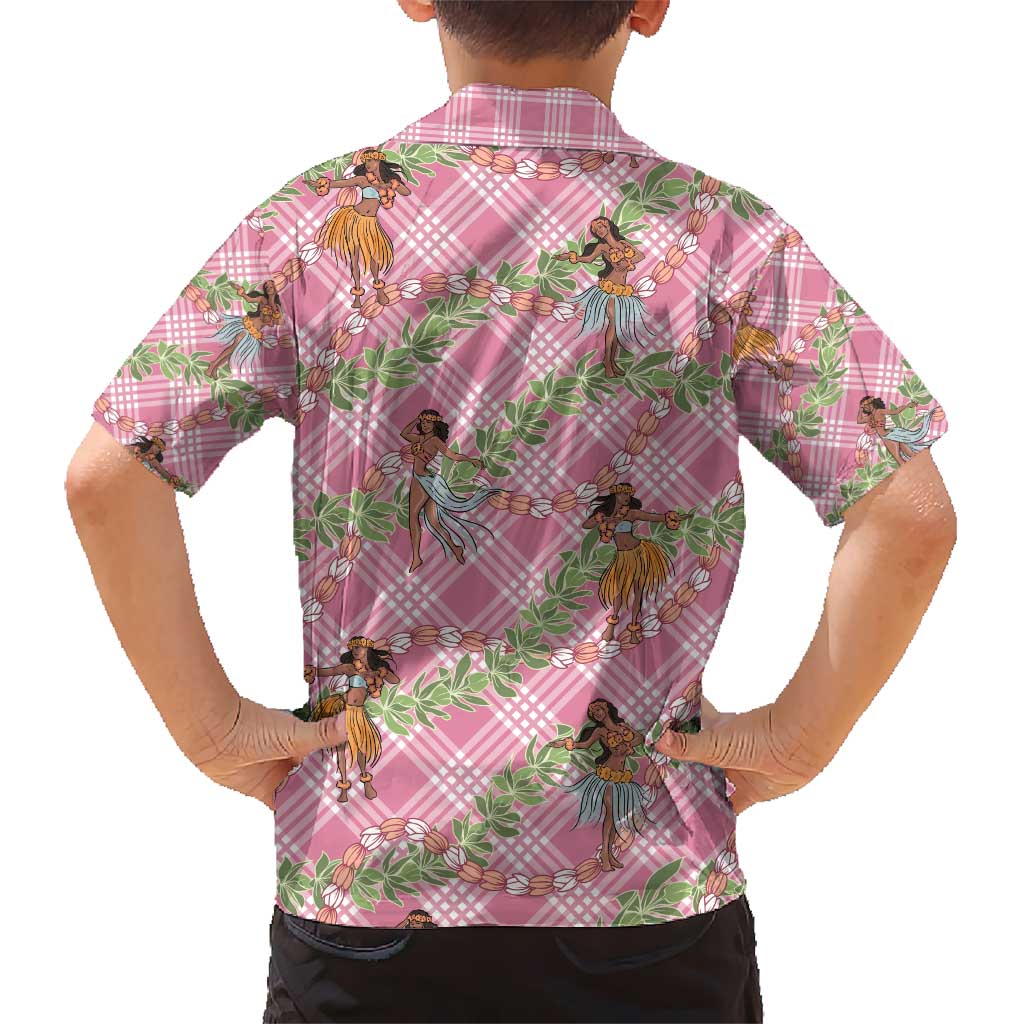 Lokelani Pink Palaka Hula Girls Seamless Hawaii Aloha Kid Hawaiian Shirt - Polynesian Pride