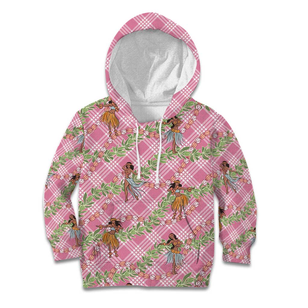 Lokelani Pink Palaka Hula Girls Seamless Hawaii Aloha Kid Hoodie LT7 Hoodie Pink - Polynesian Pride