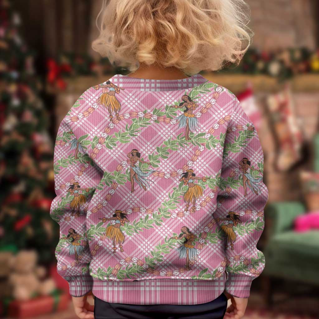 Lokelani Pink Palaka Hula Girls Seamless Hawaii Aloha Kid Ugly Christmas Sweater - Polynesian Pride