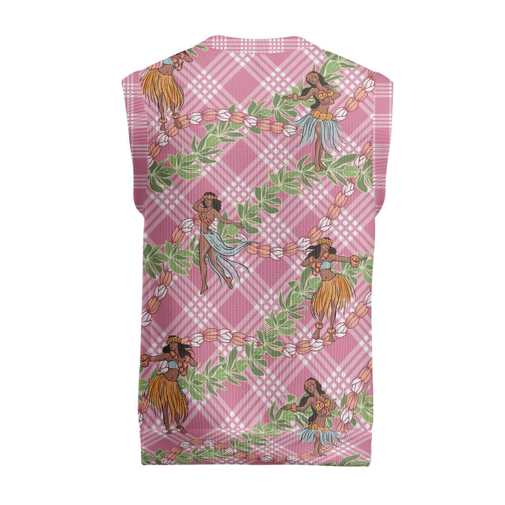 Lokelani Pink Palaka Hula Girls Seamless Hawaii Aloha Christmas Knitted V-Neck Vest - Polynesian Pride
