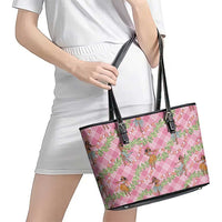 Lokelani Pink Palaka Hula Girls Seamless Hawaii Aloha Leather Tote Bag - Polynesian Pride