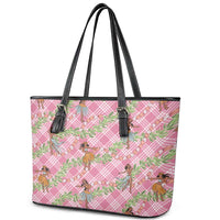 Lokelani Pink Palaka Hula Girls Seamless Hawaii Aloha Leather Tote Bag - Polynesian Pride