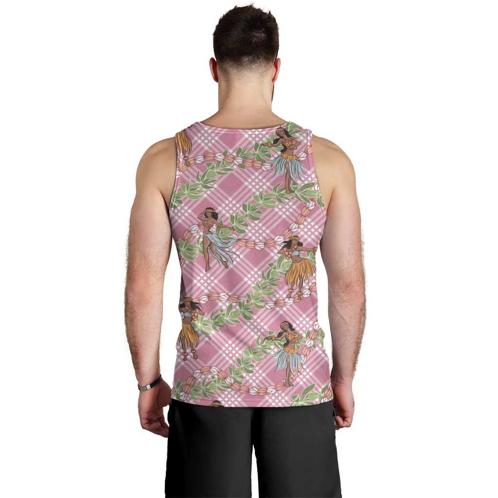 Lokelani Pink Palaka Hula Girls Seamless Hawaii Aloha Men Tank Top - Polynesian Pride