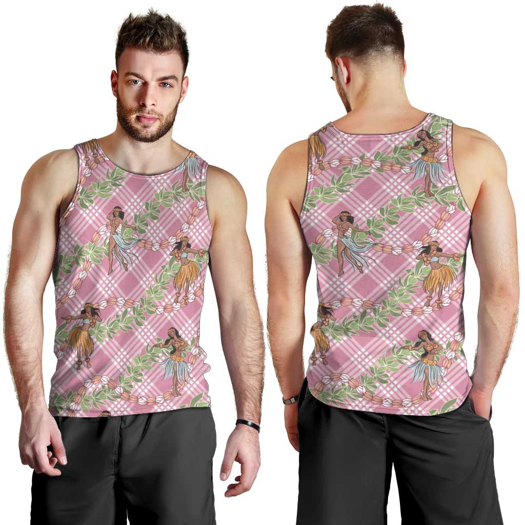 Lokelani Pink Palaka Hula Girls Seamless Hawaii Aloha Men Tank Top - Polynesian Pride
