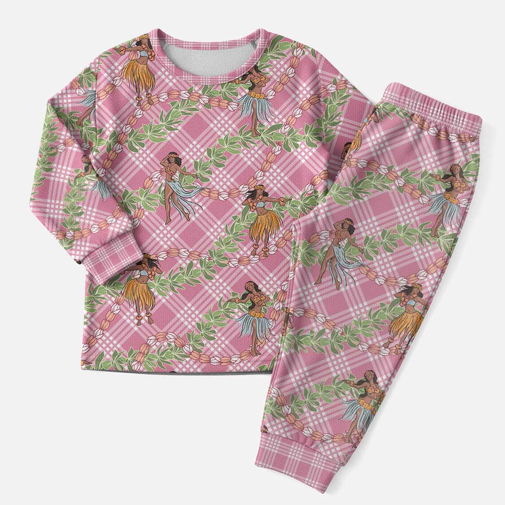 Lokelani Pink Palaka Hula Girls Seamless Hawaii Aloha Christmas Pajama Set - Polynesian Pride