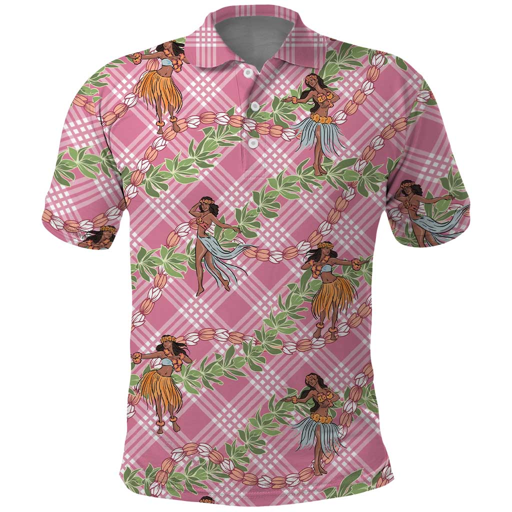 Lokelani Pink Palaka Hula Girls Seamless Hawaii Aloha Polo Shirt - Polynesian Pride