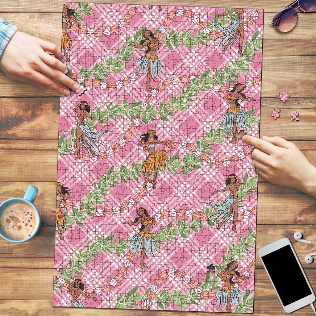 Lokelani Pink Palaka Hula Girls Seamless Hawaii Aloha Puzzle - Polynesian Pride