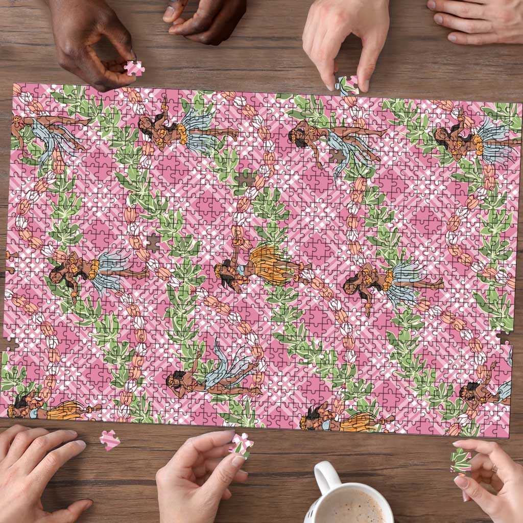 Lokelani Pink Palaka Hula Girls Seamless Hawaii Aloha Puzzle - Polynesian Pride